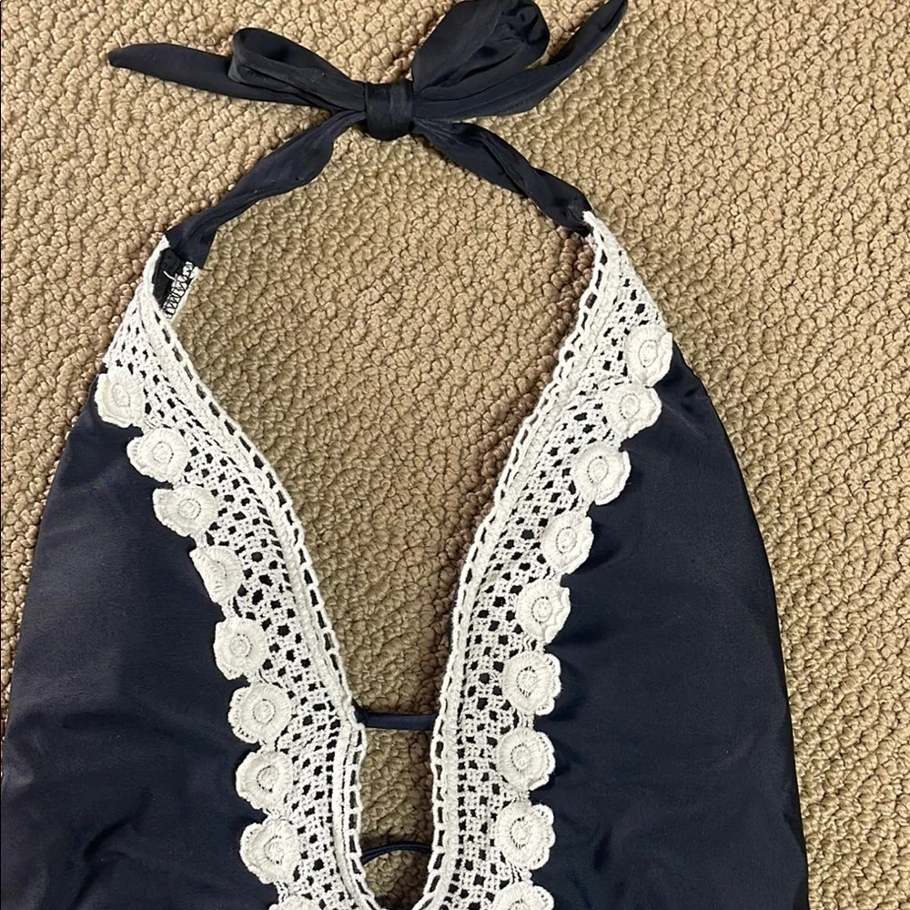 Kona Sol Black and White One Piece Swimsuit with Elegant Lace - Picture 5 of 10